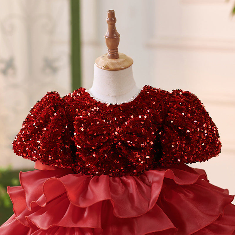 New Wine Red Baby Birthday Cake Princess Dress