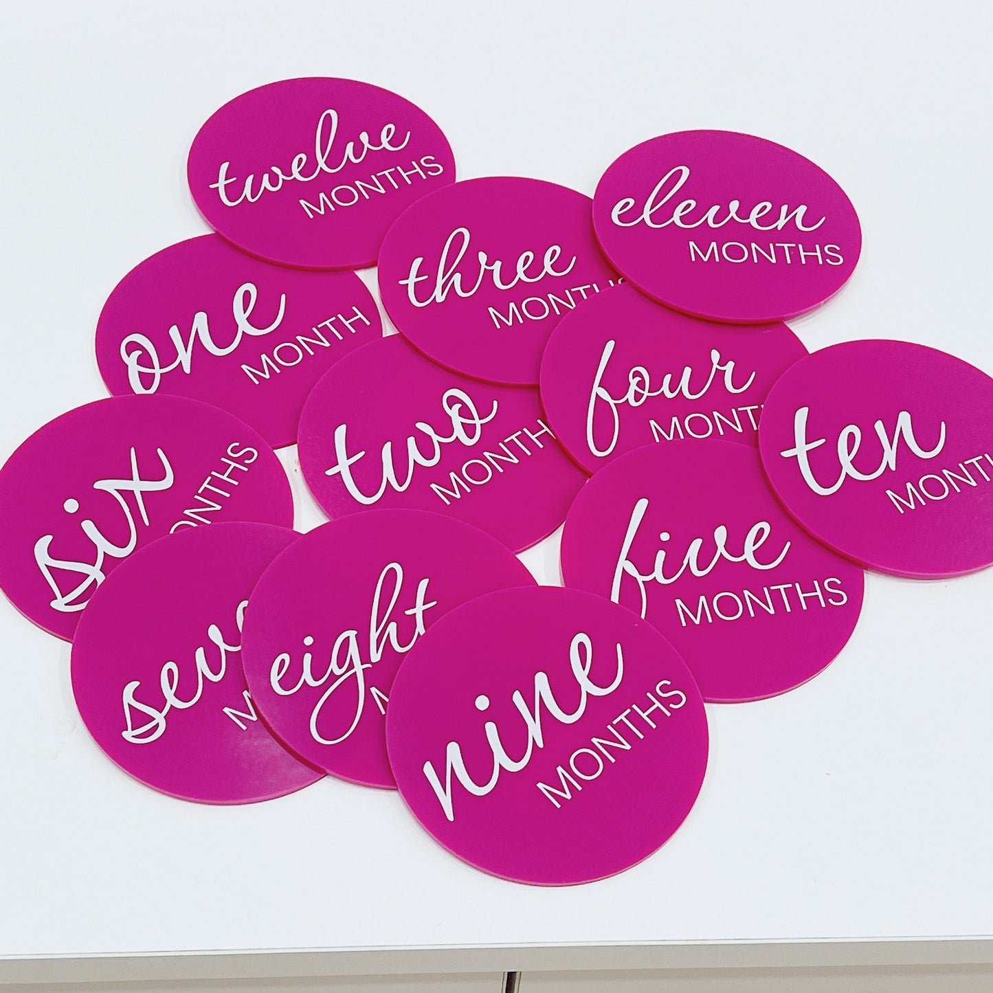 12 PCS ACRYLIC MILESTONE DISC - Pink