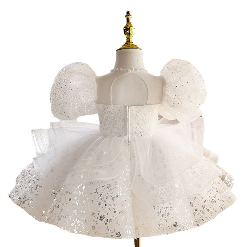White Flower Girl Umbrella Princess Dress High-end