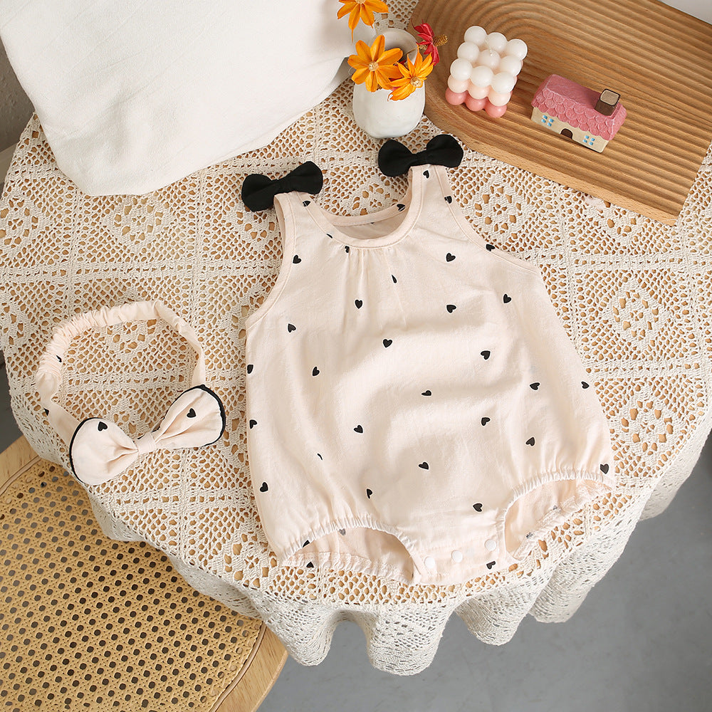 Baby Sling Sleeveless Bag Fat Clothes Summer Newborn Clothes Baby Girl's Short-sleeved Fashionable Stylish Body Clothes Thin