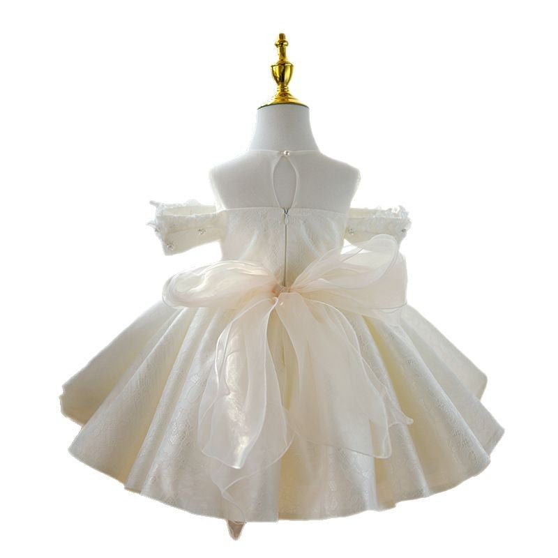 Off-shoulder Pettiskirt Host Year-old Piano Performance Costume