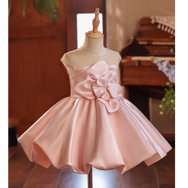 Girl's Dress Host Catwalk Piano Performance Puff Short Skirt