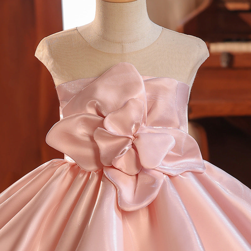 Girl's Dress Host Catwalk Piano Performance Puff Short Skirt