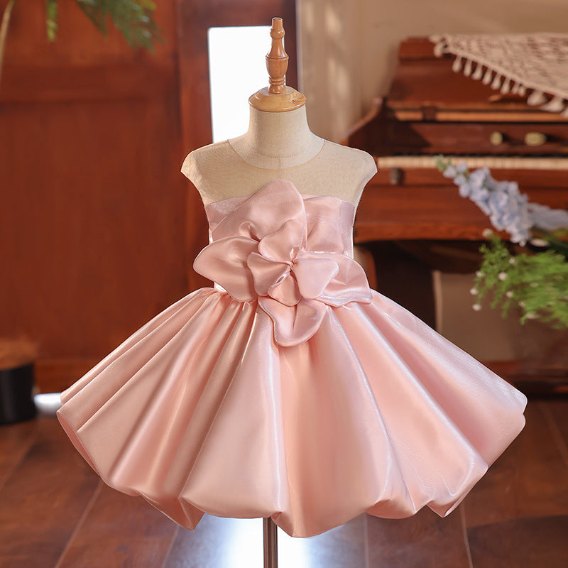 Girl's Dress Host Catwalk Piano Performance Puff Short Skirt