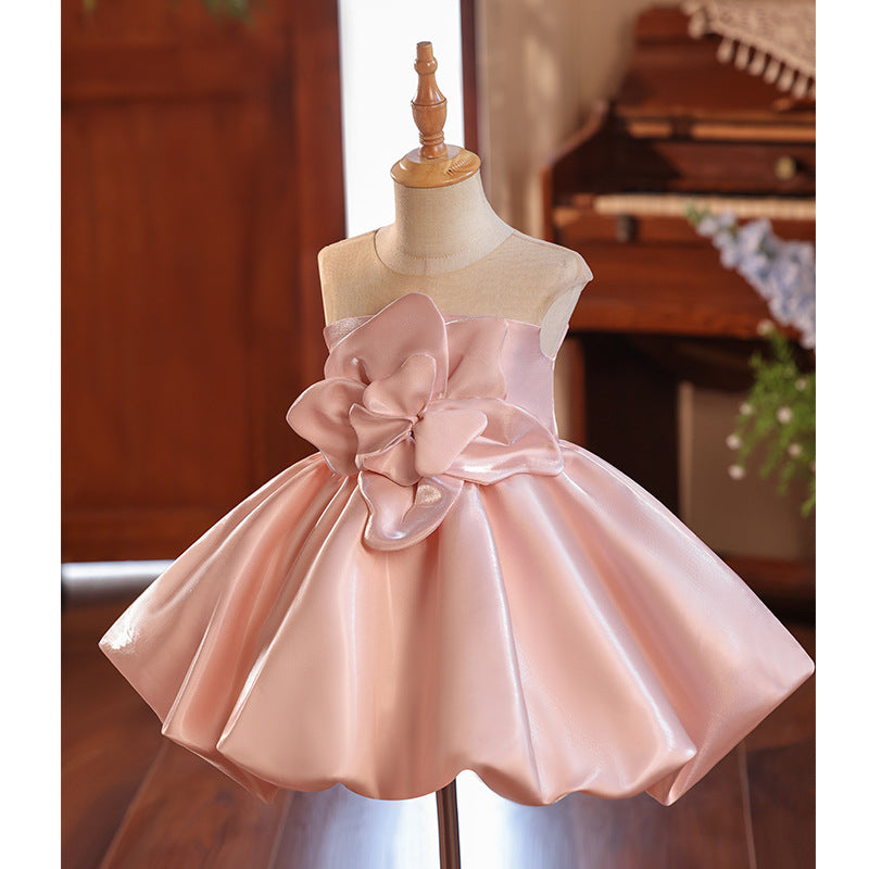 Girl's Dress Host Catwalk Piano Performance Puff Short Skirt