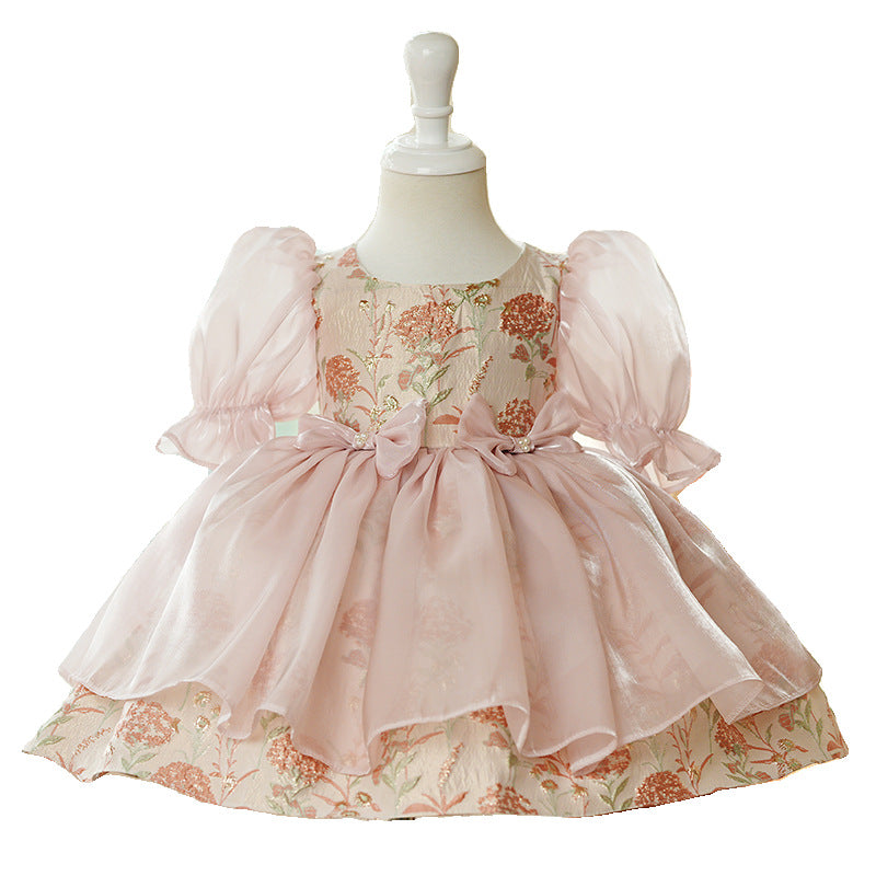 Girls' High-end Dress Piano Playing Dress Girls' Performance Dress