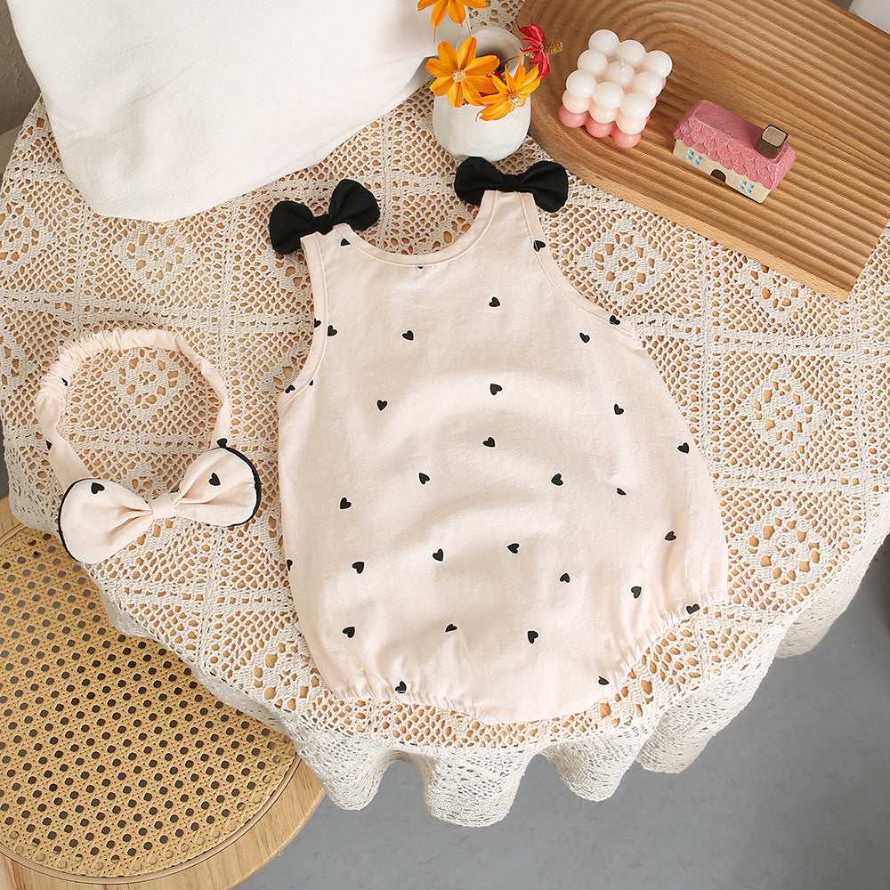 Baby Sling Sleeveless Bag Fat Clothes Summer Newborn Clothes Baby Girl's Short-sleeved Fashionable Stylish Body Clothes Thin
