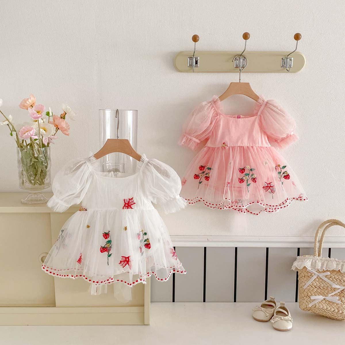 Baby Girl Embroidered Bow Mesh Princess Dress