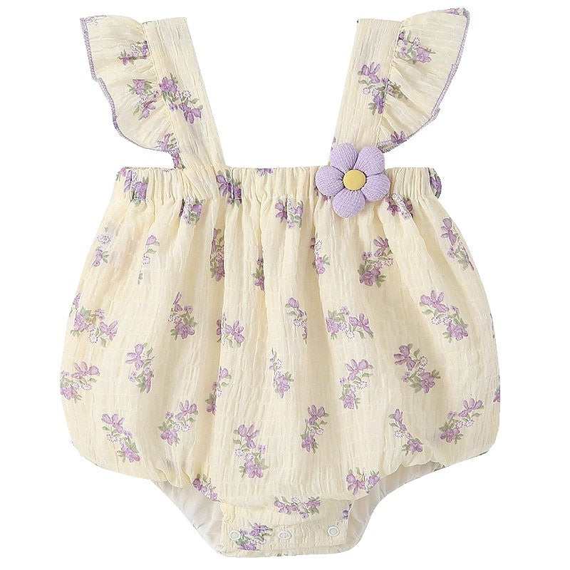 Western Princess Style Baby Girl Sling Onesie Baby's Triangle Romper Thin Bodysuit Romper