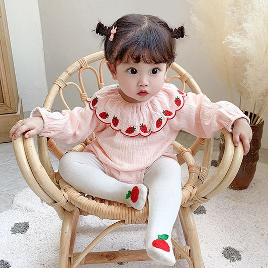 Female Baby Fart Clothes Baby One-piece Long-sleeved Suit Autumn Little Girl Korean Floral Romper