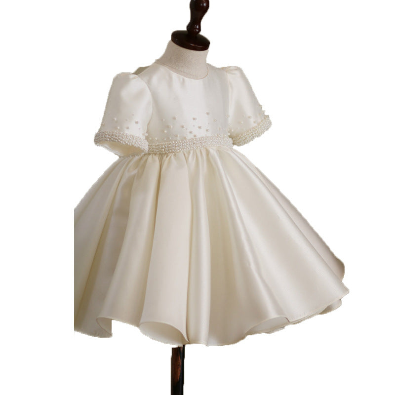 Girls Fashion Personality Solid Color Satin Dress
