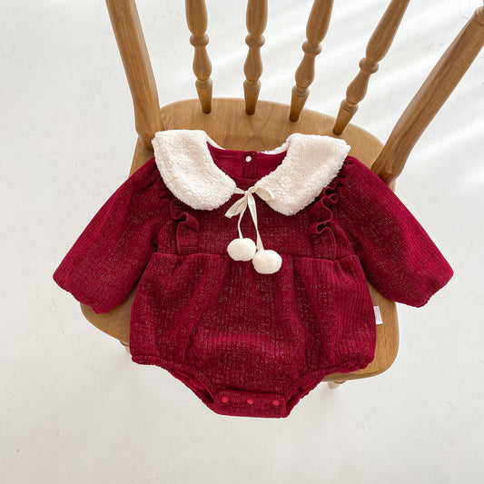 Clothes For Babies Fleece-lined Baby Girl Jumpsuit Onesie