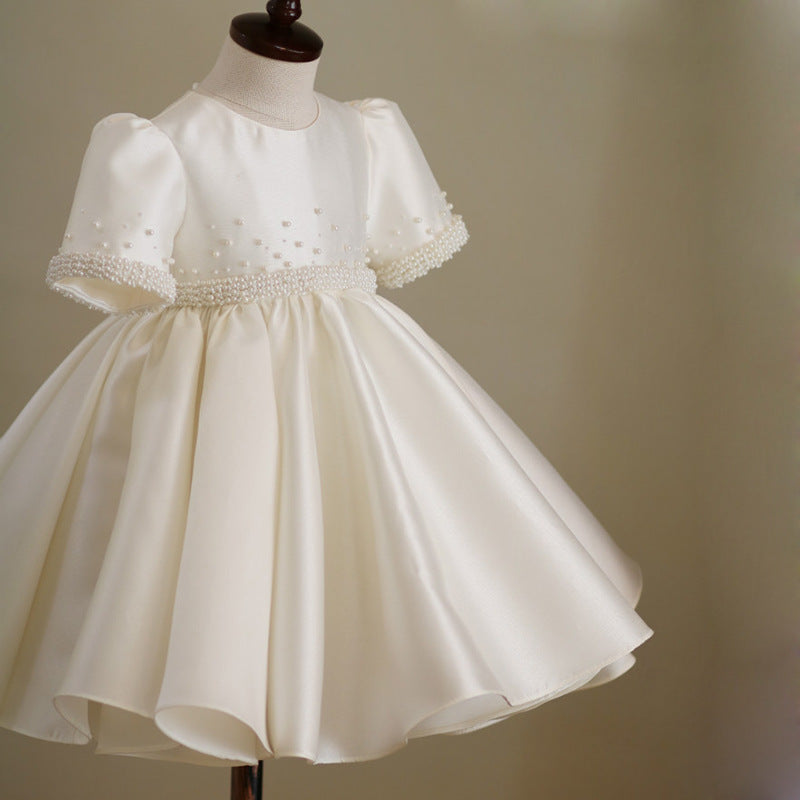 Girls Fashion Personality Solid Color Satin Dress
