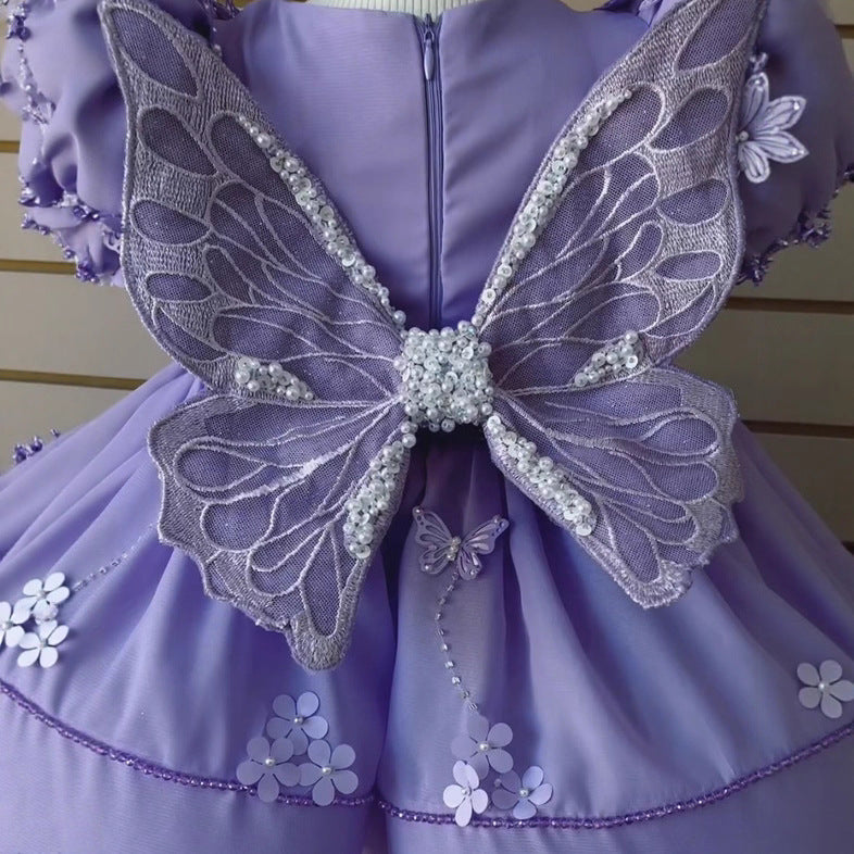 Little Girl Birthday Full-year Evening Dress Piano Performance Costume Girl