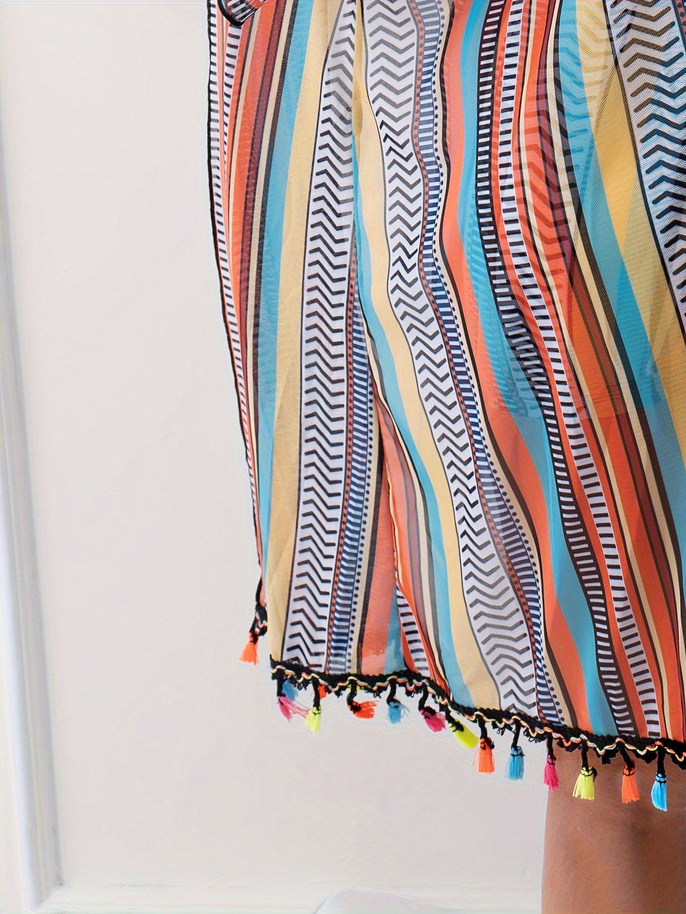 Womens Three-piece Striped Bikini Swimsuit Set