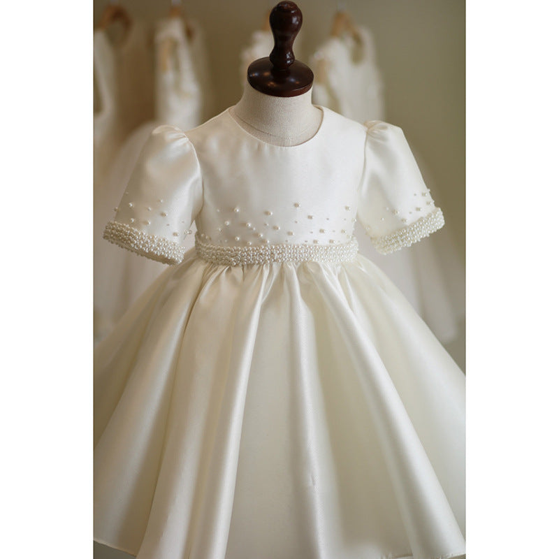 Girls Fashion Personality Solid Color Satin Dress