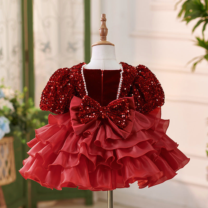 New Wine Red Baby Birthday Cake Princess Dress