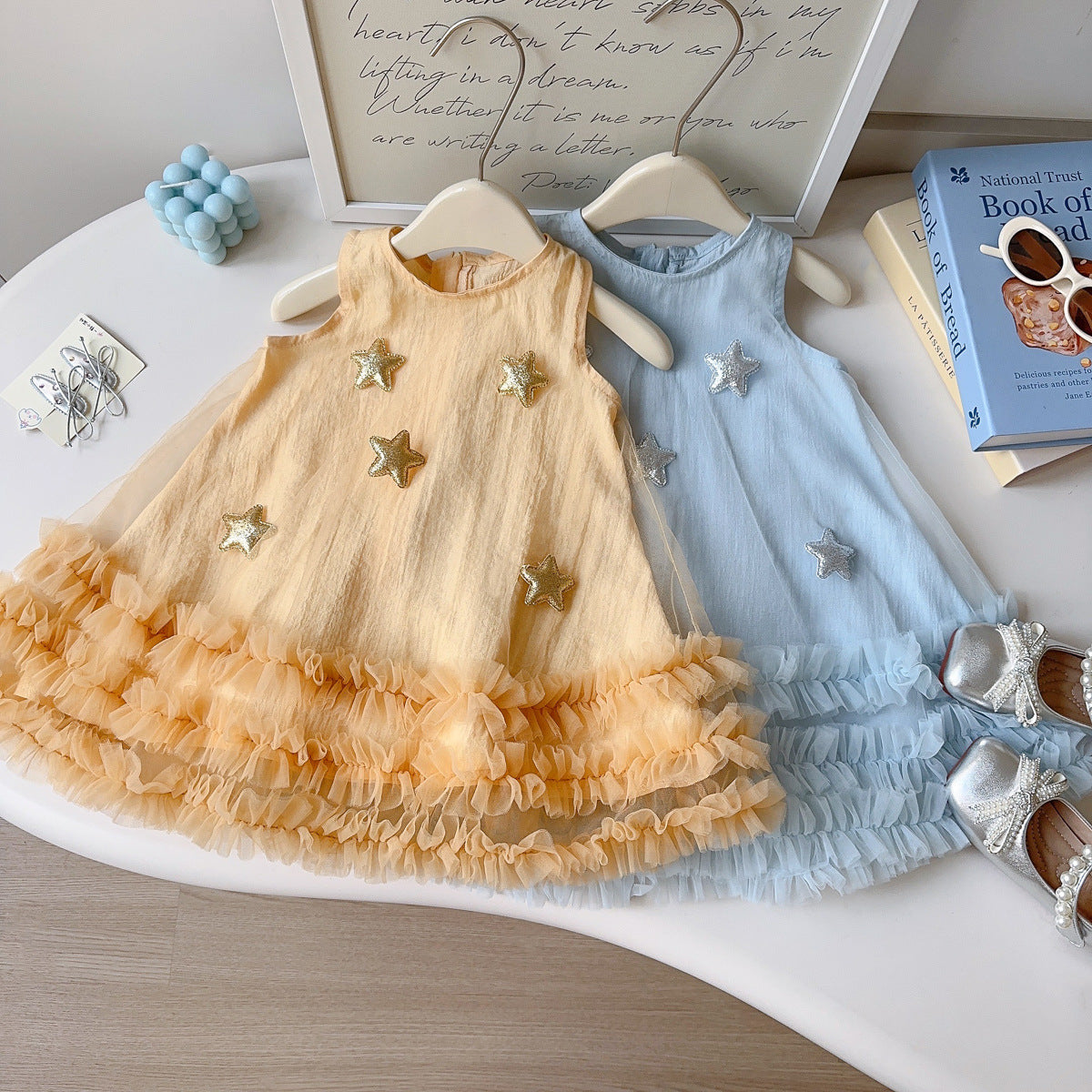 Girls' Dress 2026 New Style Star Mesh Tank Dress Children's Sleeveless Cake Princess Dress Cross-Border Dropshipping