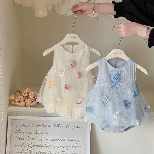 Baby Girl's Red Princess Dress for One-Month-Old, 100-Day, and One-Year-Old Celebrations, Summer Thin Style, Stylish Romper Dress for Young Girls