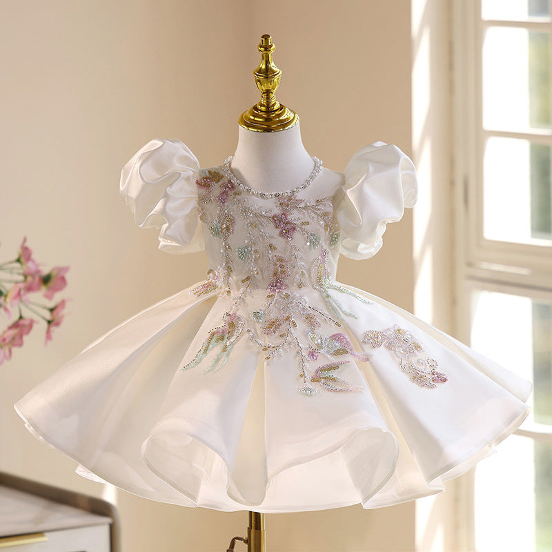 Light Luxury Minority Girls Performance Flower Girl Wedding Dress