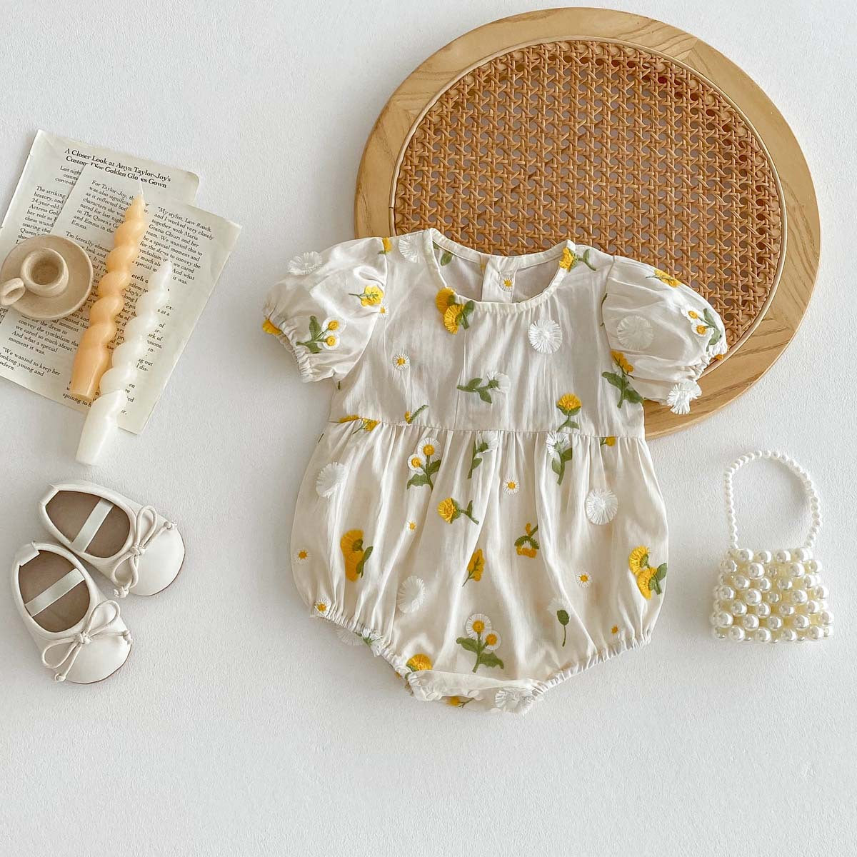 Embroidered Sunflower Thin Bottom-covering Rompers