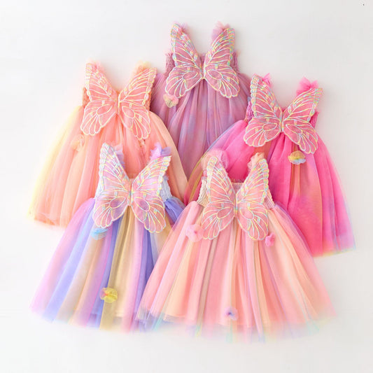Children's Fashion Personality Rainbow Mesh Dress