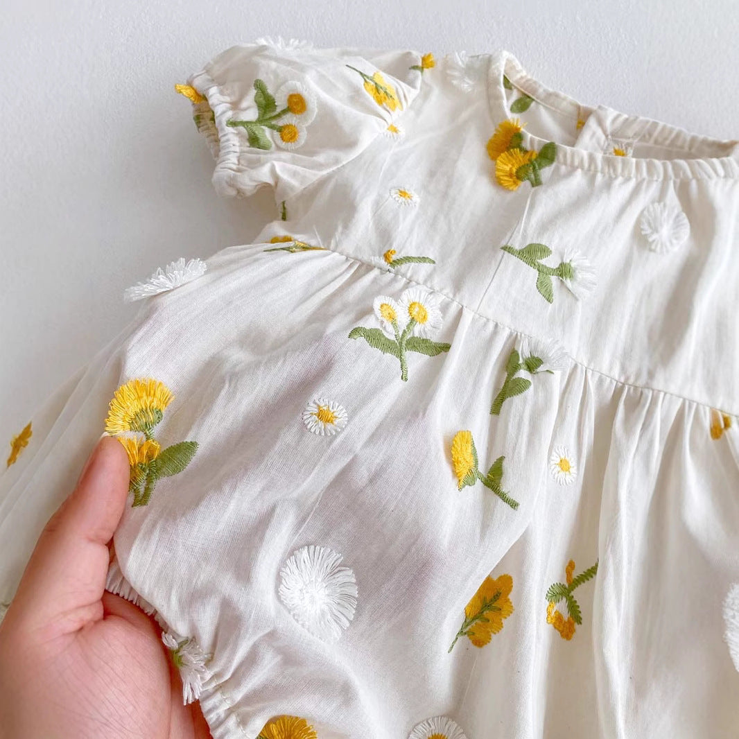 Embroidered Sunflower Thin Bottom-covering Rompers