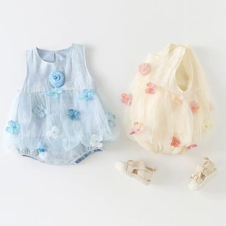 Baby Girl's Red Princess Dress for One-Month-Old, 100-Day, and One-Year-Old Celebrations, Summer Thin Style, Stylish Romper Dress for Young Girls