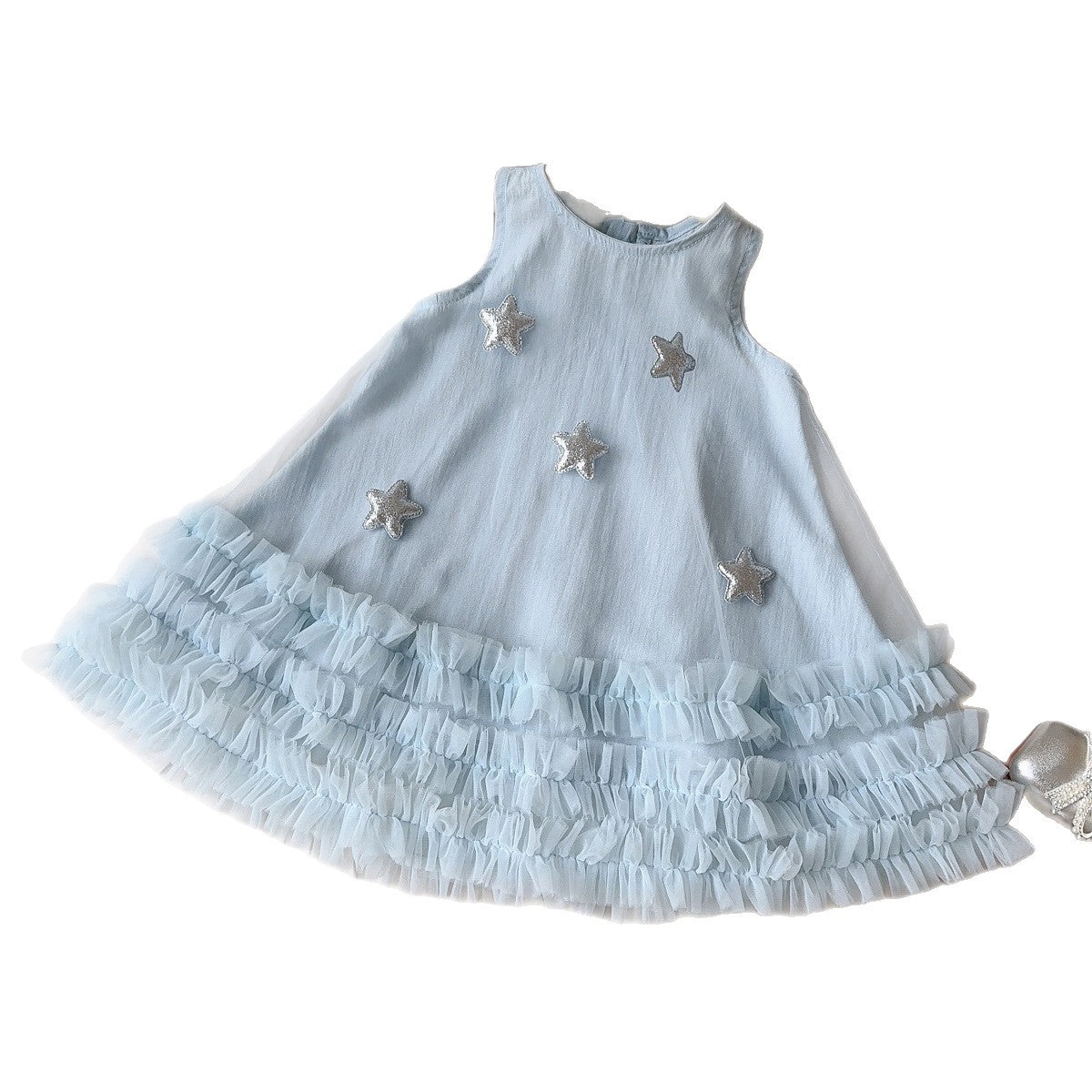 Girls' Dress 2026 New Style Star Mesh Tank Dress Children's Sleeveless Cake Princess Dress Cross-Border Dropshipping