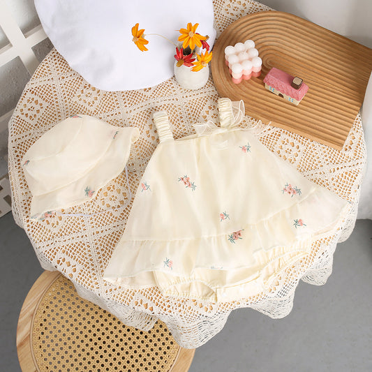 Newborn Baby Summer Sling Bag Fat Skirt All-in-One Suit Summer Thin Hare Clothes Climbing Clothes for 100 Days Baby Outgoing Clothes