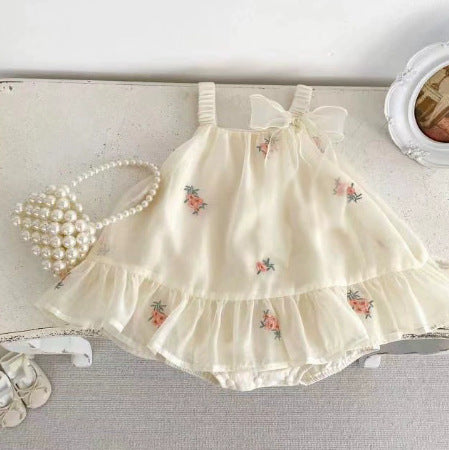 Newborn Baby Summer Sling Bag Fat Skirt All-in-One Suit Summer Thin Hare Clothes Climbing Clothes for 100 Days Baby Outgoing Clothes
