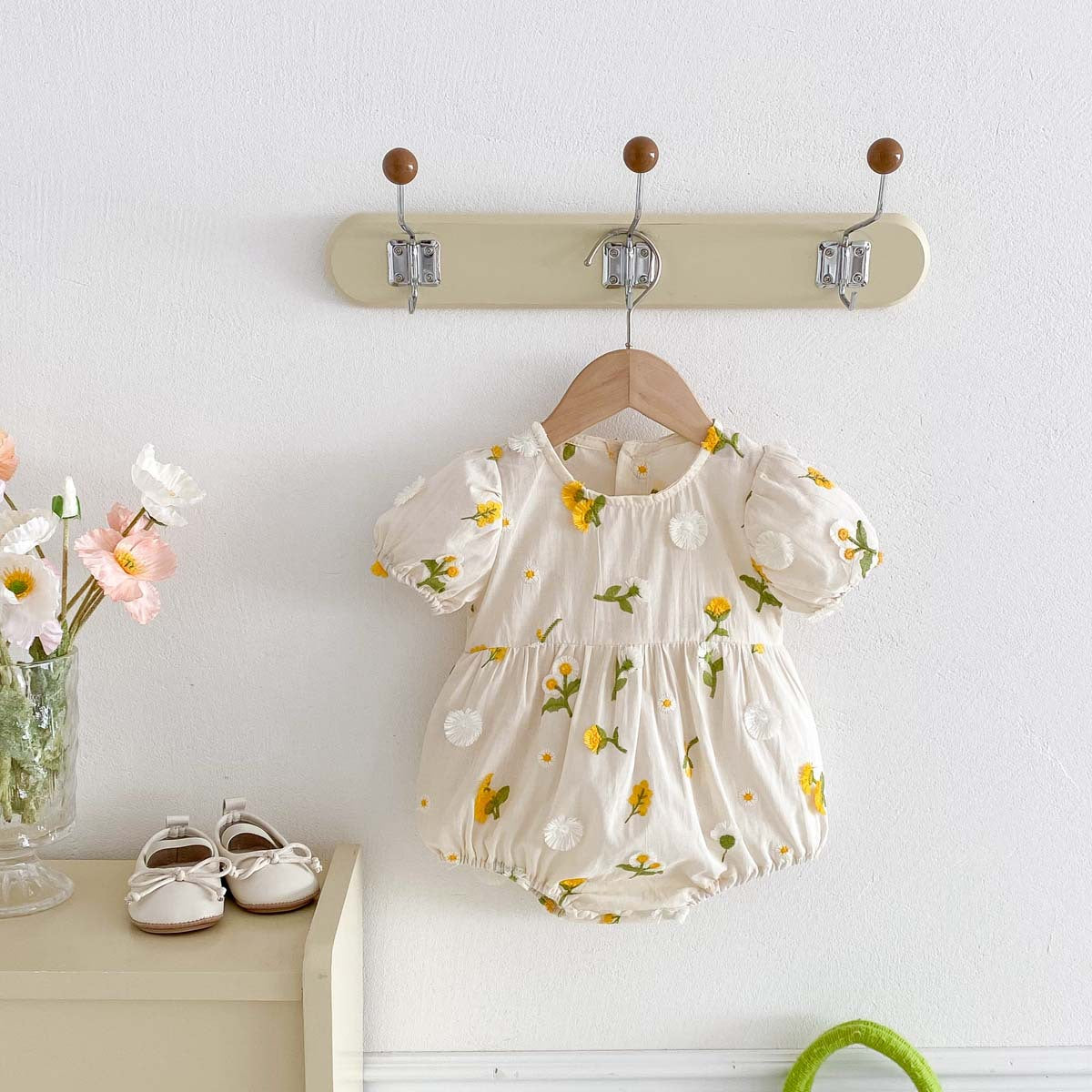 Embroidered Sunflower Thin Bottom-covering Rompers
