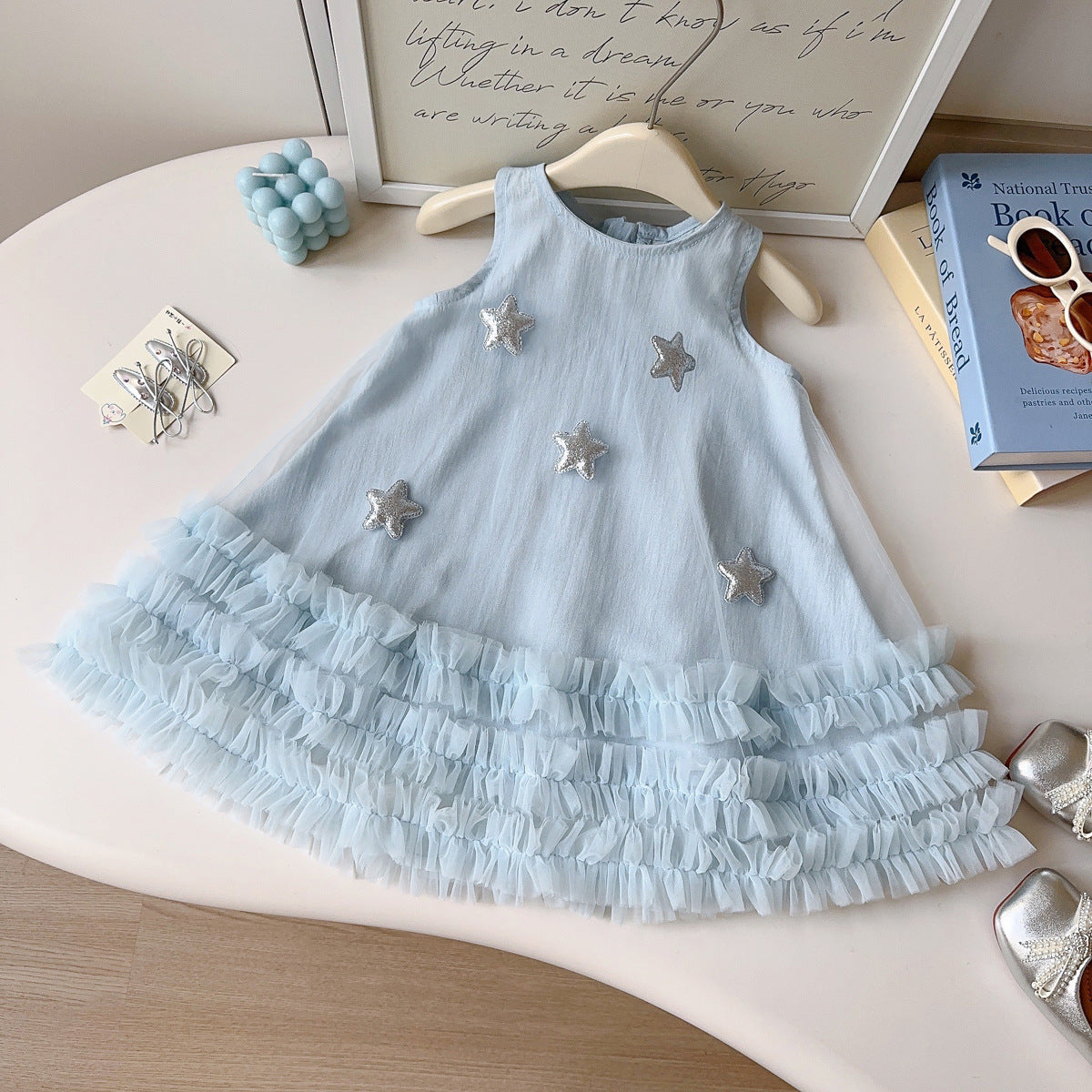 Girls' Dress 2026 New Style Star Mesh Tank Dress Children's Sleeveless Cake Princess Dress Cross-Border Dropshipping