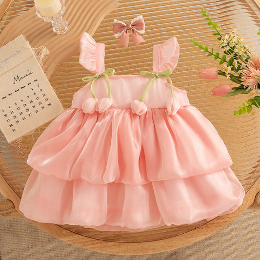 New Year'S Party Dress! Summer New Sweet And Cute Baby Girl Dress, Princess Style Children'S Clothing Suitable For Babies Aged 9 Months To 3 Years Old
