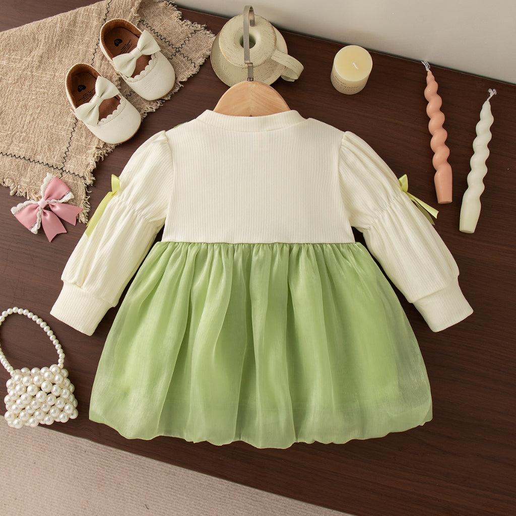 Clear The Warehouse! Sweet Spring And Autumn Bow Girls' Dress