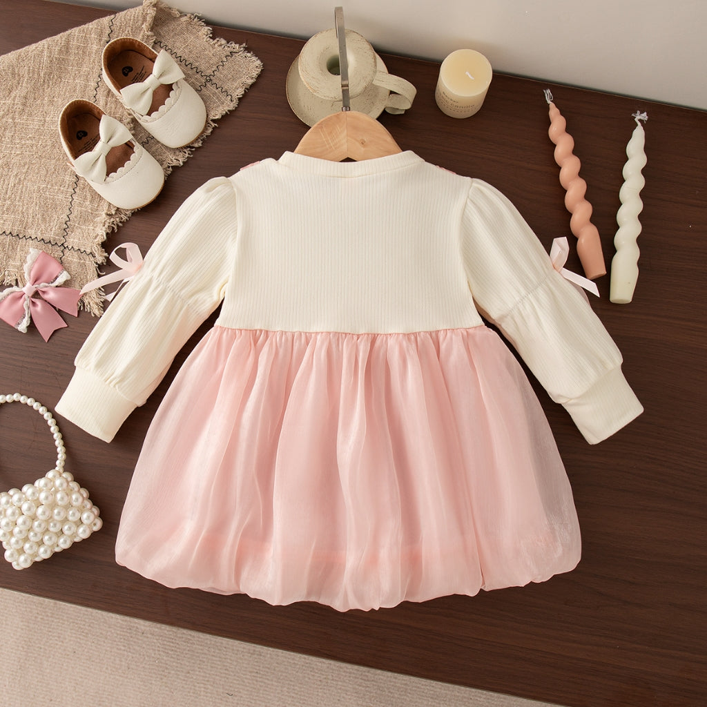 Clear The Warehouse! Sweet Spring And Autumn Bow Girls' Dress