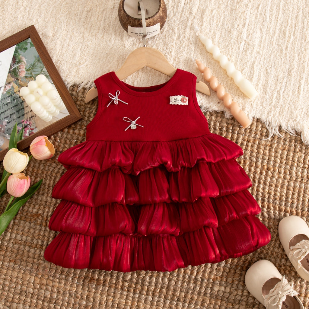 Birthday Party Baby Girl Dress Summer New Sweet Bow Children'S Clothing (6-24 Months)