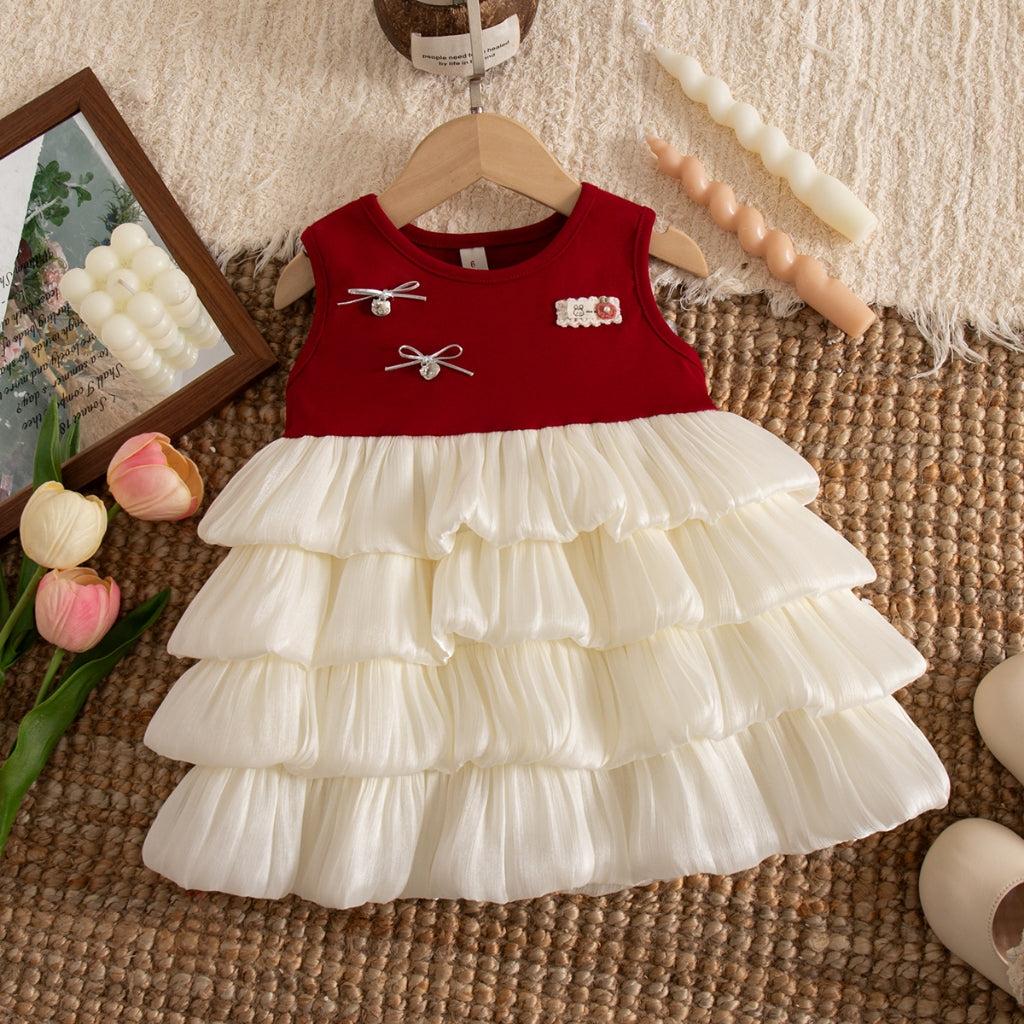 Birthday Party Baby Girl Dress Summer New Sweet Bow Children'S Clothing (6-24 Months)