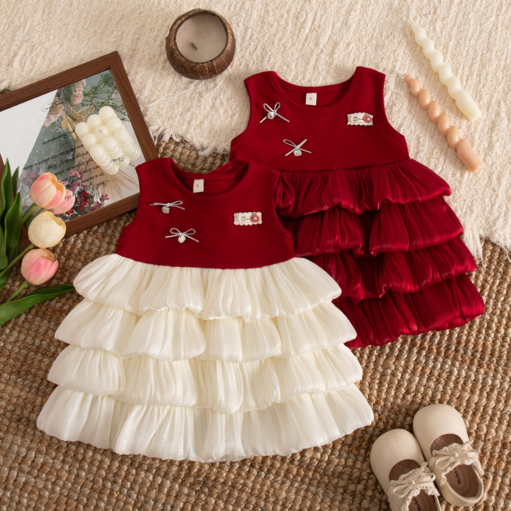 Birthday Party Baby Girl Dress Summer New Sweet Bow Children'S Clothing (6-24 Months)
