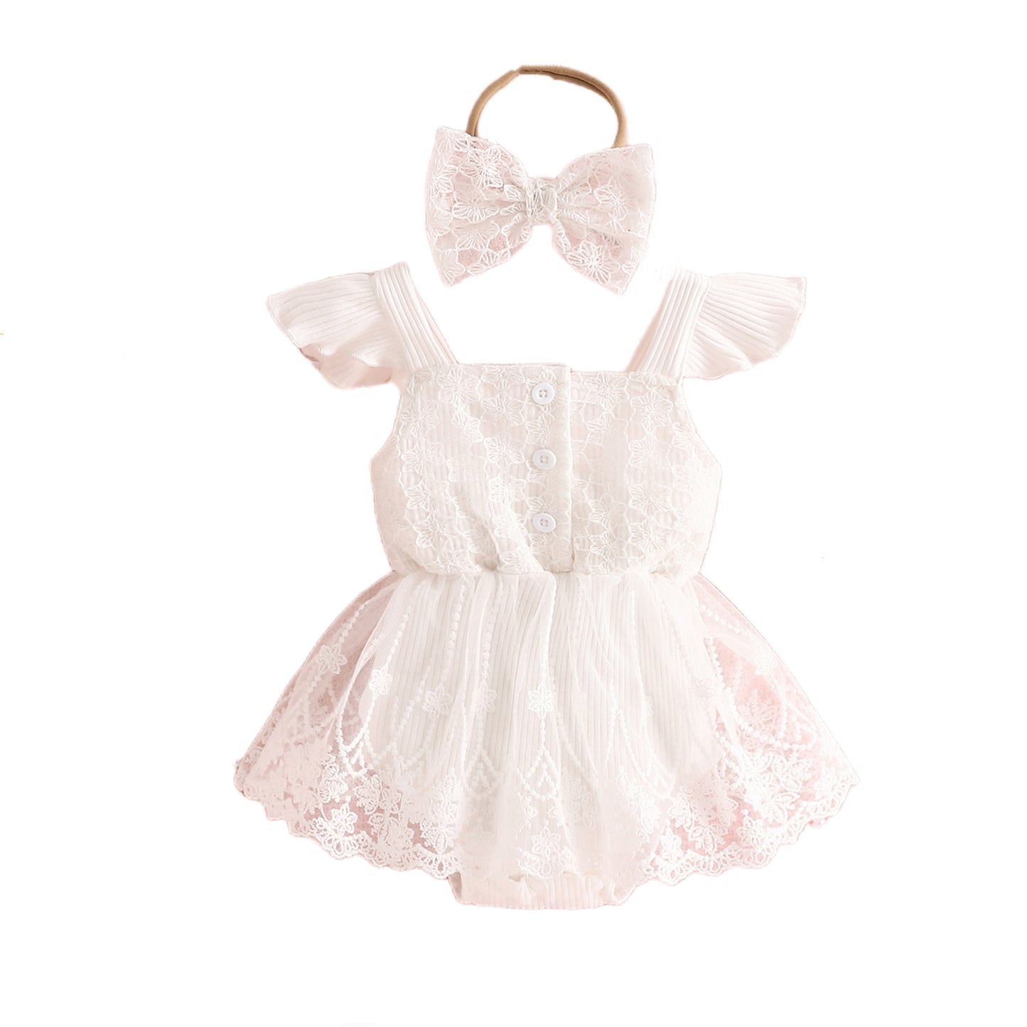 Clothes Sweet Lace Flying Sleeve Triangle Jumpsuit