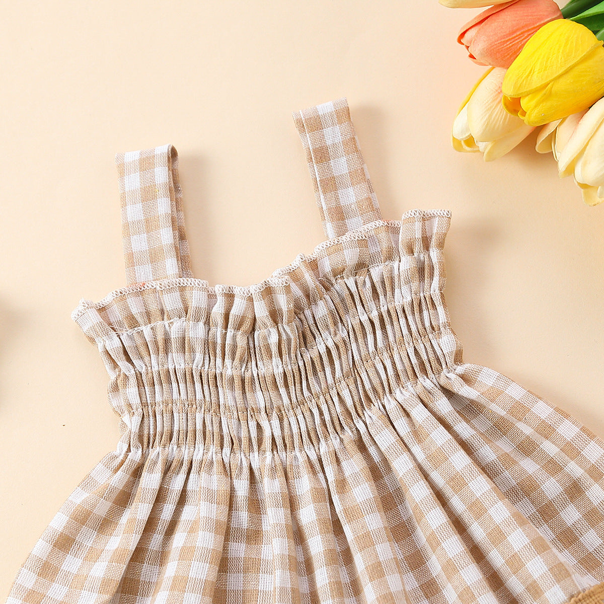 Baby Girl Cute Plaid Sling Half-length Lace Skirt Shorts Two-piece Suit
