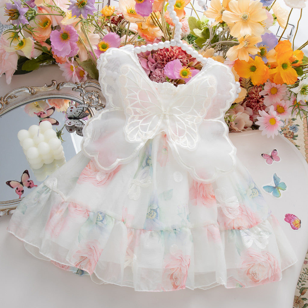 Baby Girl Dress Korean Style Princess Baby Dress Butterfly Flower Birthday Dress
