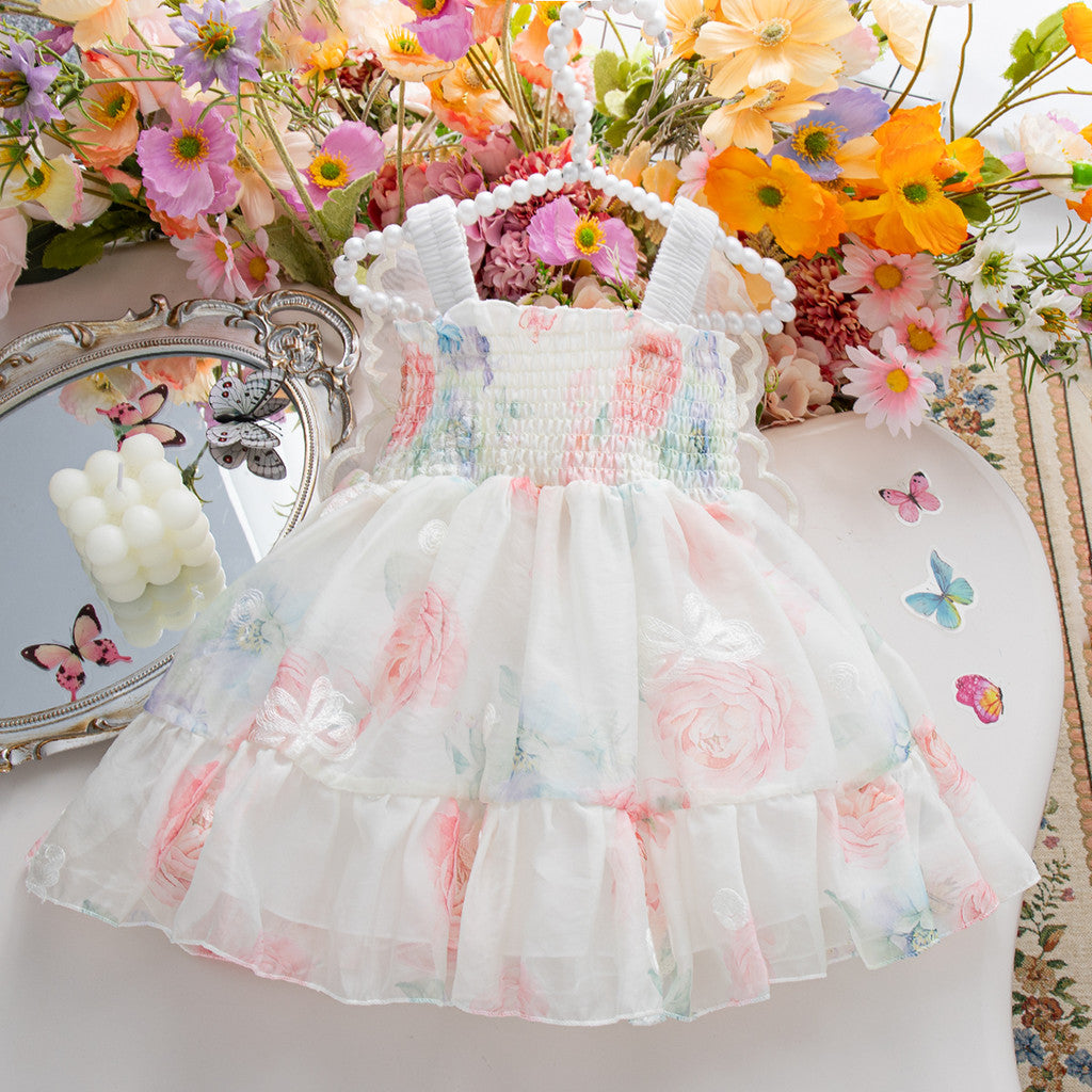 Baby Girl Dress Korean Style Princess Baby Dress Butterfly Flower Birthday Dress