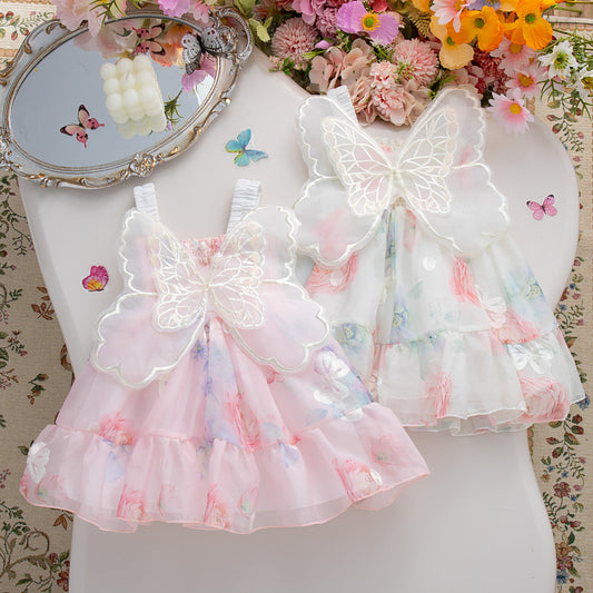 Baby Girl Dress Korean Style Princess Baby Dress Butterfly Flower Birthday Dress