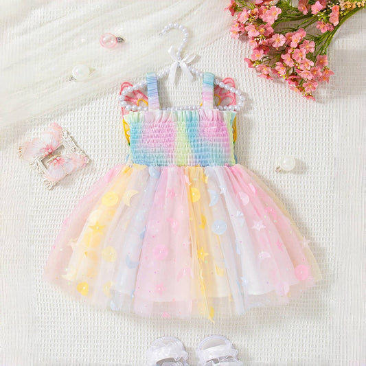 Rainbow Color Butterfly Dress For Baby Girl Fairy Princess Dress Birthday Party Dress