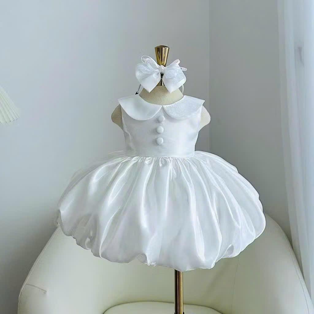 [Ribaby] HIGH QUALITY LOTUS NECK PUMPKIN PRINCESS DRESS FOR GIRLS (FULL 3 COLORS) - Free Accessory Set